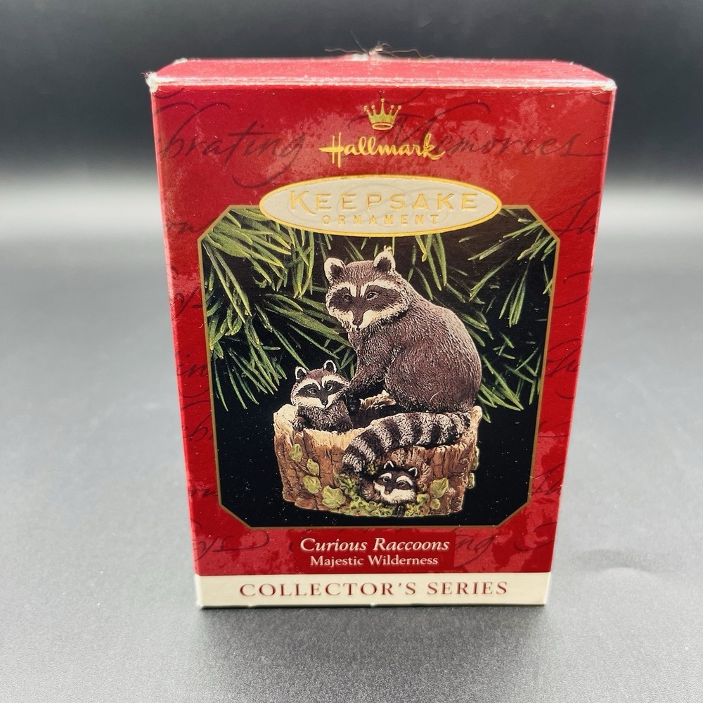 Hallmark Curious Racoons Majestic Wilderness Christmas Ornaments Vintage 1999